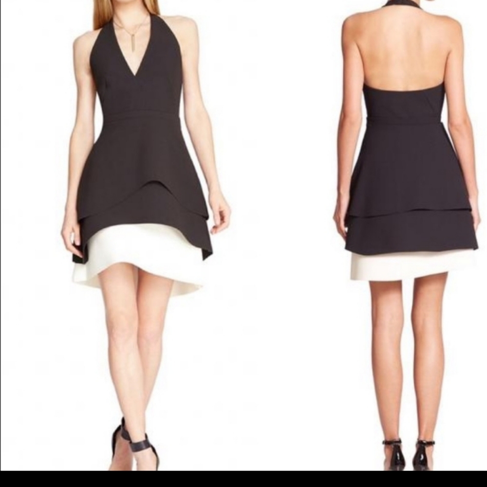 Halston heritage halter neck dress tiered size 6